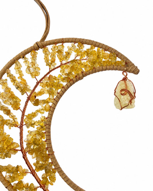 Golden Citrine Moon Crystal Suncatcher