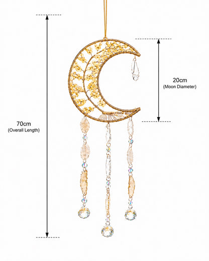 Golden Citrine Moon Crystal Suncatcher