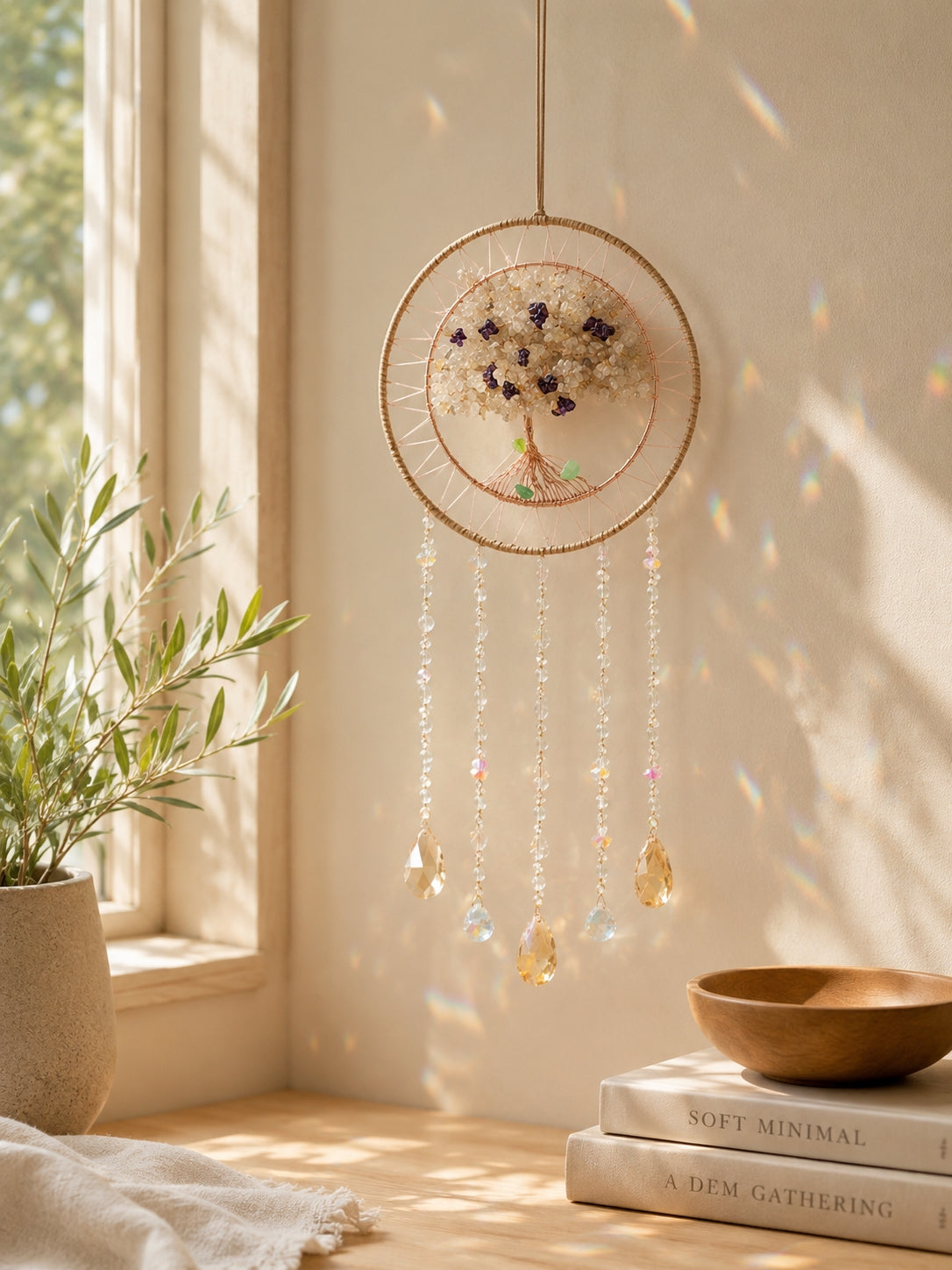 Morning Light Dream Catcher – Crystal Tree Suncatcher