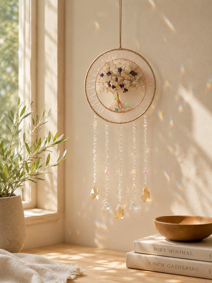 Morning Light Dream Catcher – Crystal Tree Suncatcher