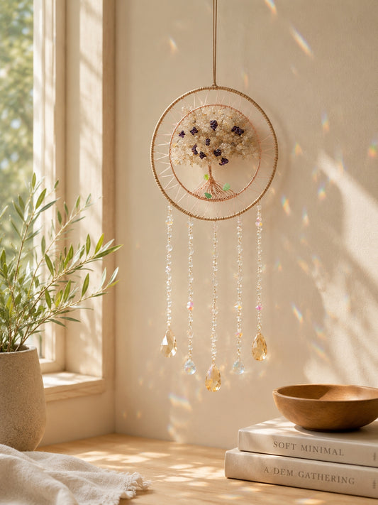 Morning Light Dream Catcher – Crystal Tree Suncatcher