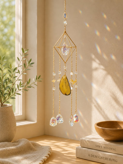 Golden Solstice – Crystal Prism Suncatcher